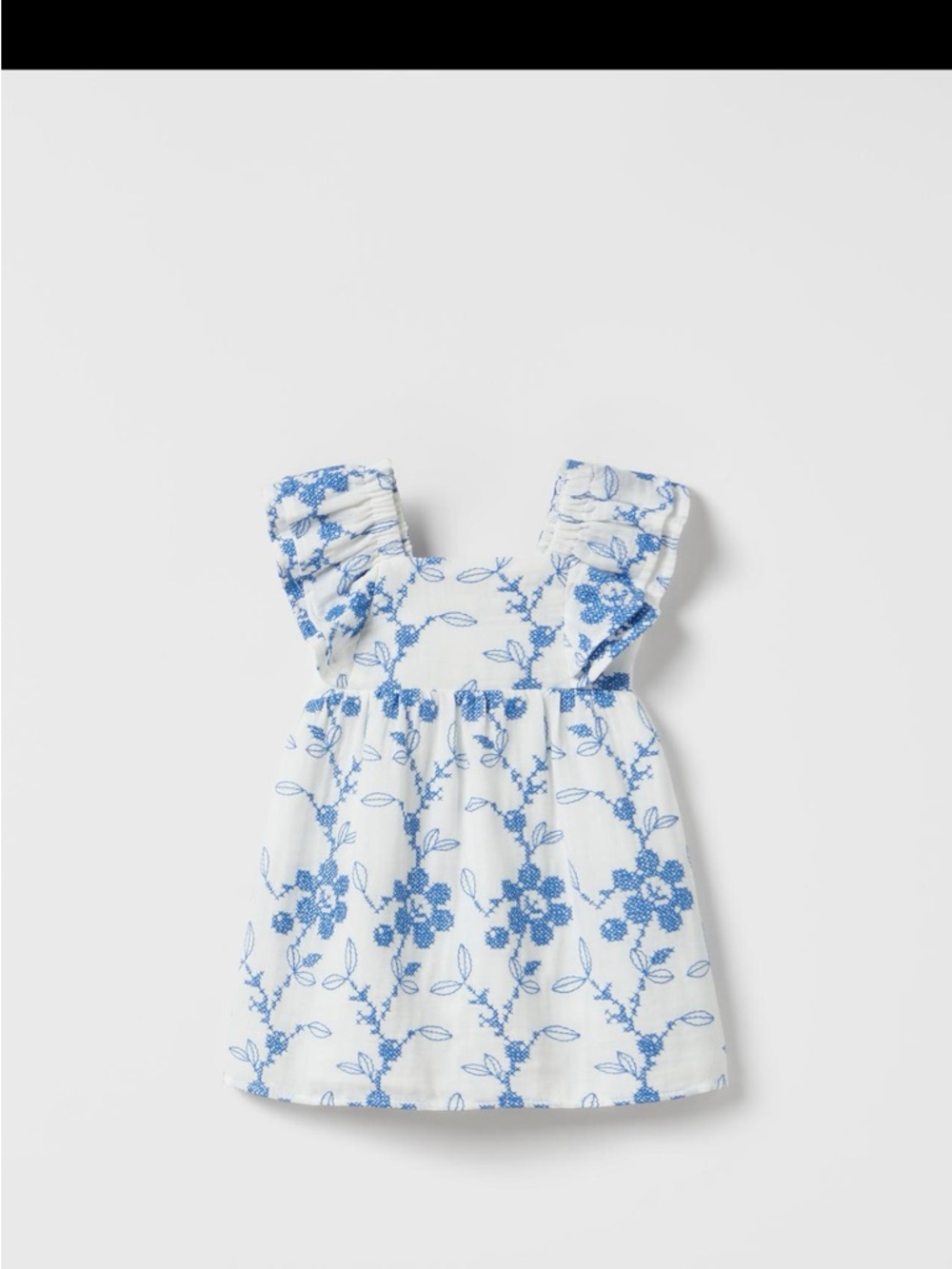 Zara White Dress with Blue Floral Print